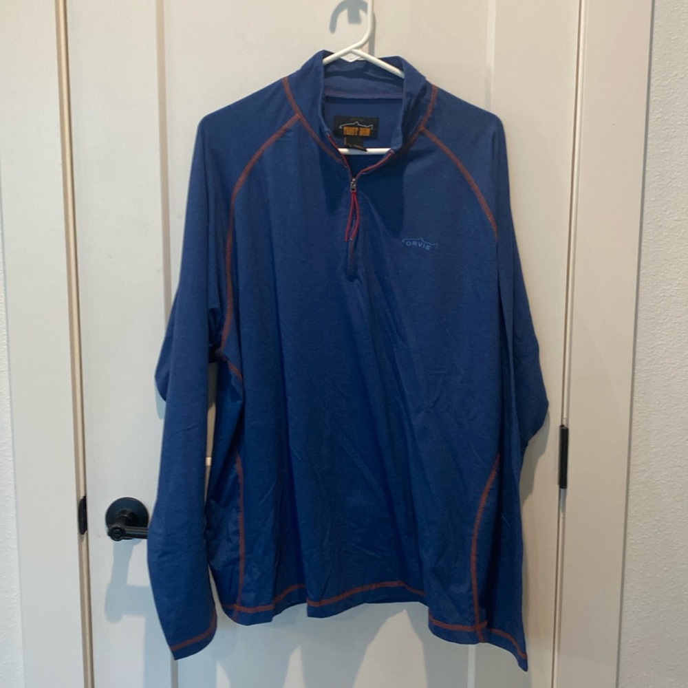 Orvis “Trout Bum” 1/4 Zip Men’s Pullover. Poly/Cotton/Spandex Blend. XL